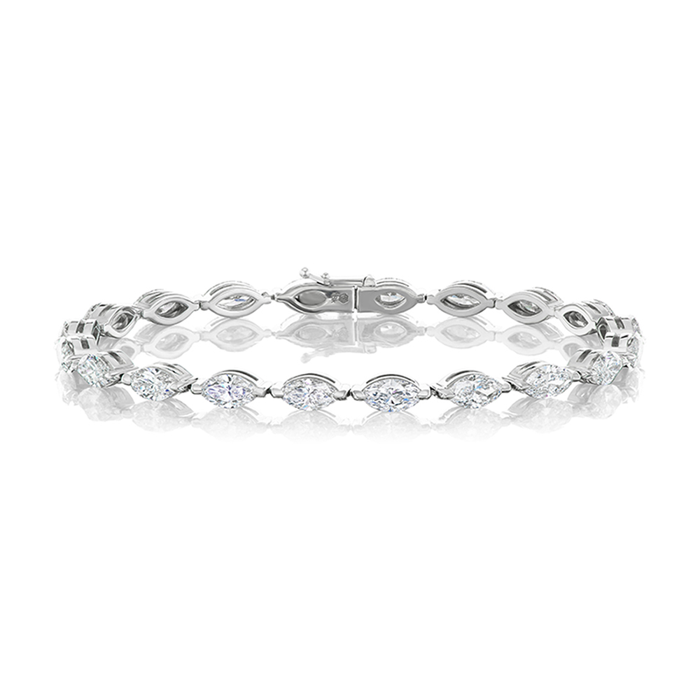White Gold Marquise-Cut Diamond Tennis Bracelet